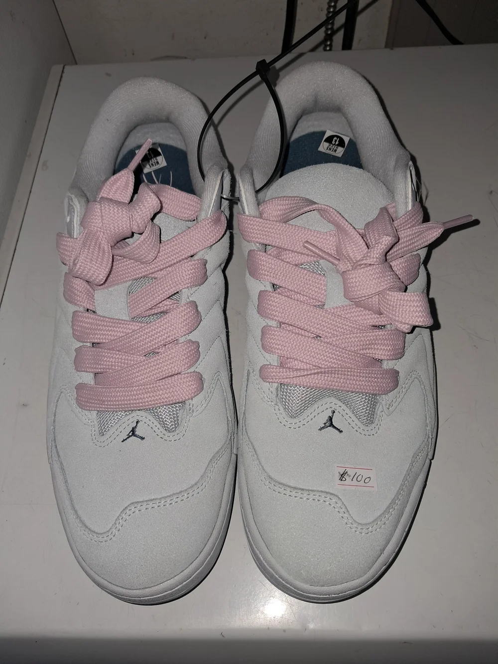 Jordan Low-Top Sneakers in White with Pink Laces